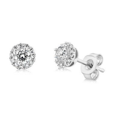 Luminesce Lab Grown 1/2 Carat Diamond Halo Stud Earrings in Sterling Silver