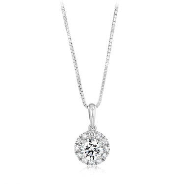 Luminesce Lab Grown 1/2 Carat Diamond Halo Pendant in Sterling Silver