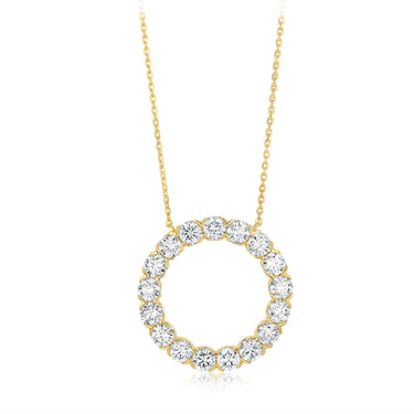 Luminesce Lab Grown 2 Carats Diamond Circle Pendant on 45cm Chain in 9ct Yellow Gold
