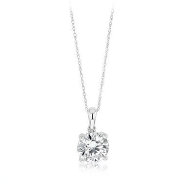 Luminesce Lab Grown 3 Carats Diamond Solitaire Pendant on Adjustable Chain in 9ct White Gold