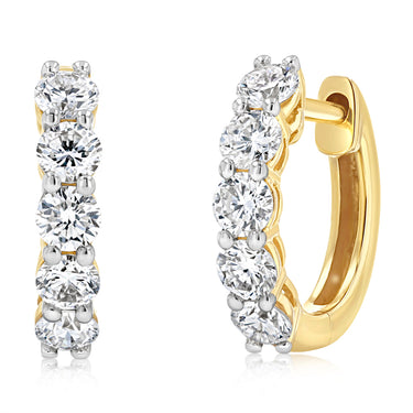 Luminesce Lab Grown 1 Carat Diamond Hoop Earrings in 9ct Yellow Gold