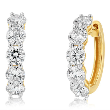 Luminesce Lab Grown 3 Carats Diamond Hoop Earrings in 9ct Yellow Gold
