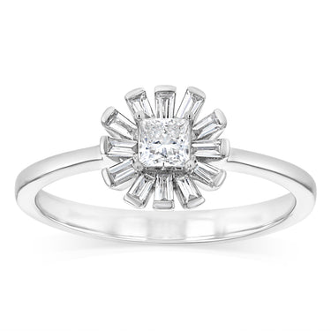 Luminesce Lab Grown 1/3 Carat Princess and Taper Cut Diamond Ring in 9ct Yellow Gold