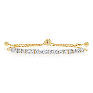 Luminesce Lab Grown 2 Carat Diamond Bolo Bracelet in Gold Plated Sterling Silver