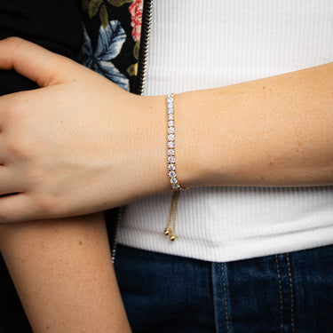 Luminesce Lab Grown 3 Carat Diamond Bolo Bracelet in Gold Plated Sterling Silver