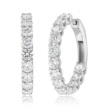 Luminesce Lab Grown 4 Carats Diamond Hoop Earrings in Sterling Silver