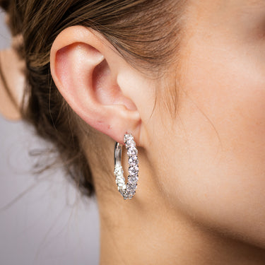 Luminesce Lab Grown 5 Carats Diamond Hoop Earrings in Sterling Silver