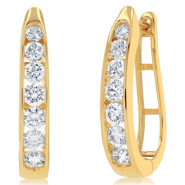 Luminesce Lab Grown 1.5 Carats Diamond Hoop Earrings in 9ct Yellow Gold