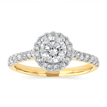 Luminesce Lab Grown 1 Carat Halo Brilliant Cut Ring in 9ct Yellow Gold