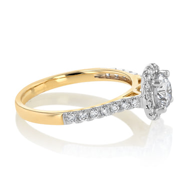 Luminesce Lab Grown 1 Carat Halo Brilliant Cut Ring in 9ct Yellow Gold