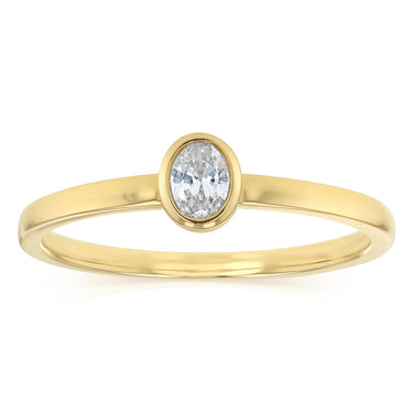 Luminesce Lab Grown Oval Cut Bezel Solitaire Diamond Ring in 9ct Yellow Gold