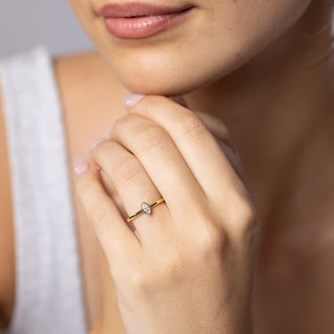 Luminesce Lab Grown Marquise Cut Bezel Solitaire Diamond Ring in 9ct Yellow Gold