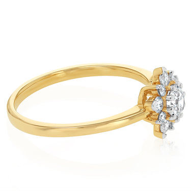 0.75 Carat Luminesce Lab Grown Diamond Flower Shaped Ring in 9ct Yellow Gold