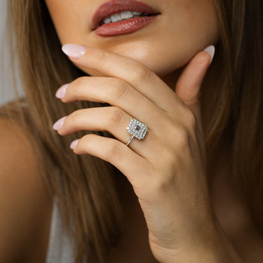 0.73 Carat Luminesce Lab Grown Diamond Emerald Ring in 9ct White Gold