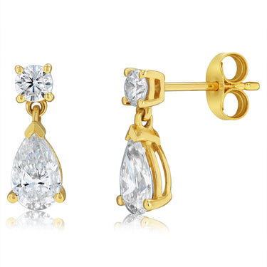 1.5 Carats Luminesce Lab Grown Diamond Drop Earrings in 9ct Yellow Gold