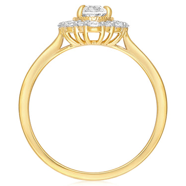 Luminesce Lab Grown 1 Carat Diamond Oval Halo Ring in 9ct Yellow Gold