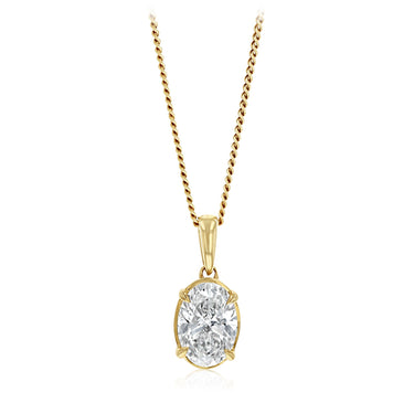 Luminesce Lab Grown 1 Carat Oval Diamond Solitaire Pendant in 9ct Yellow Gold