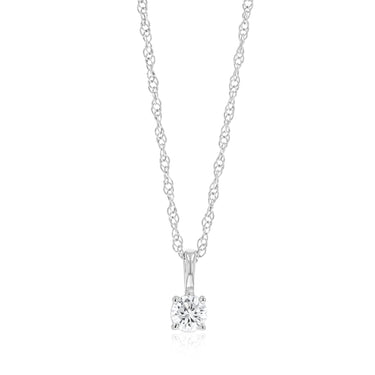 Luminesce Lab Grown 1/10 Carat Solitaire Diamond Pendant on 45cm Chain in Sterling Silver