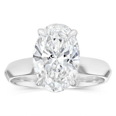 Luminesce Lab Grown 3 Carats Diamond Oval Solitaire Ring in Platinum