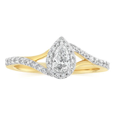 Luminesce Lab Grown 1/2 Carat Diamond Pear Ring in 9ct Yellow Gold