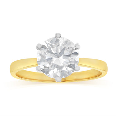 Luminesce Lab Grown 2 Carats Certified Diamond Solitaire Ring in 18ct Yellow Gold