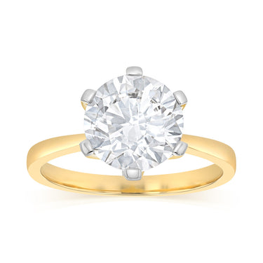 Luminesce Lab Grown 3 Carats Certified Diamond Solitaire Ring in 18ct Yellow Gold