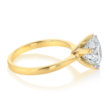 Luminesce Lab Grown 3 Carats Certified Diamond Solitaire Ring in 18ct Yellow Gold