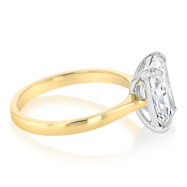 Luminesce Lab Grown 3 Carats Certified Radiant Diamond Solitaire Ring in 18ct Yellow Gold
