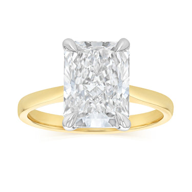 Luminesce Lab Grown 4 Carats Certified Radiant Diamond Solitaire Ring in 18ct Yellow Gold