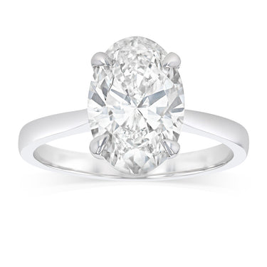 Luminesce Lab Grown 3 Carats Certified Oval Diamond Solitaire Ring in 18ct Yellow Gold