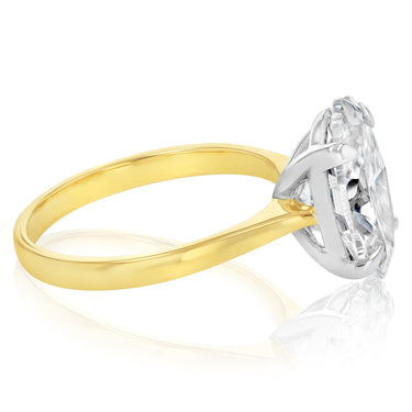 Luminesce Lab Grown 4 Carats Certified Oval Diamond Solitaire Ring in 18ct Yellow Gold