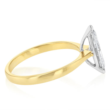 Luminesce Lab Grown 1 Carat Certified Marquise Diamond Solitaire Ring in 18ct Yellow Gold