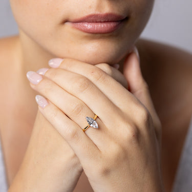 Luminesce Lab Grown 1 Carat Certified Marquise Diamond Solitaire Ring in 18ct Yellow Gold