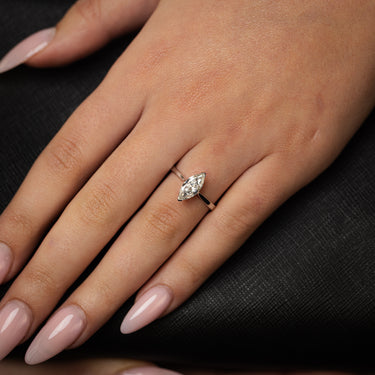 Luminesce Lab Grown 1 Carat Certified Marquise Diamond Solitaire Ring in 18ct White Gold