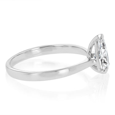 Luminesce Lab Grown 1 Carat Certified Pear Diamond Solitaire Ring in 18ct White Gold