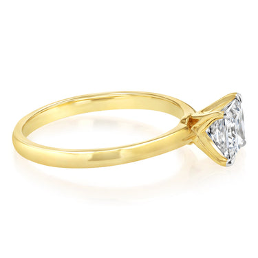 Luminesce Lab Grown 1 Carat Diamond Princess Cut Solitaire Ring in 9ct Yellow Gold