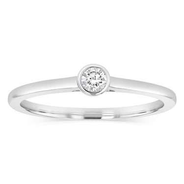 Luminesce Lab Grown 1/10 Carat Diamond Bezel Solitaire Ring in Sterling Silver