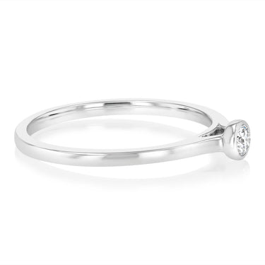 Luminesce Lab Grown 1/10 Carat Diamond Bezel Solitaire Ring in Sterling Silver
