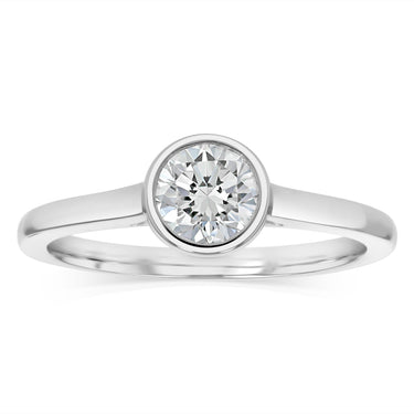 Luminesce Lab Grown 3/4 Carat Diamond Bezel Solitaire Ring in Sterling Silver