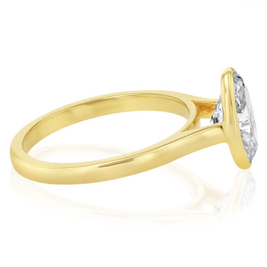 Luminesce Lab Grown 2 Carat Diamond Bezel Solitaire Ring in 9ct Yellow Gold