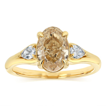 Luminesce Lab Grown 2.30 Carats Diamond Ring with 2 Carats Yellow Oval Centre Diamond in 9ct Yellow Gold
