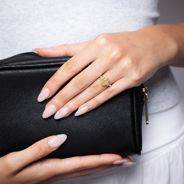 Luminesce Lab Grown 2.30 Carats Diamond Ring with 2 Carats Yellow Oval Centre Diamond in 9ct Yellow Gold