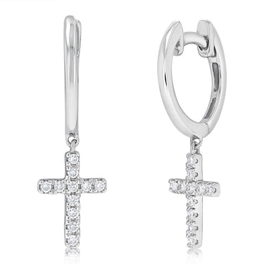 Luminesce Lab Grown 1/5 Carat Diamond Cross Drop Earrings in Sterling Silver