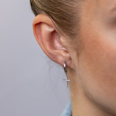 Luminesce Lab Grown 1/5 Carat Diamond Cross Drop Earrings in Sterling Silver