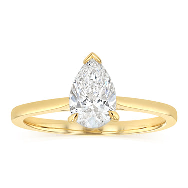 Luminesce Lab Grown 1 Carat Diamond Pear Ring in 9ct Yellow Gold