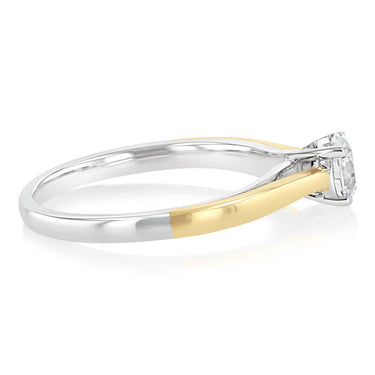 Luminesce Lab Grown 1/2 Carat Diamond Solitaire Ring in 9ct Yellow Gold and Sterling Silver