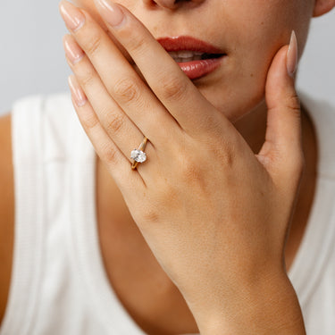 Luminesce Lab Grown 1 Carat Diamond Solitaire Oval Ring in 9ct Yellow Gold and Sterling Silver