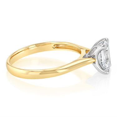 Luminesce Lab Grown 1 Carat Emerald Diamond Solitaire Ring in 9ct Yellow Gold