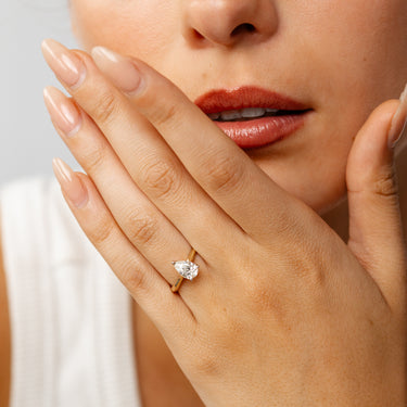 Luminesce Lab Grown 1 Carat Pear Diamond Solitaire Ring in 9ct Yellow Gold