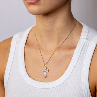 Luminesce Lab Grown 1/2 Carat Diamond Cross Pendant in Gold Plated Sterling Silver